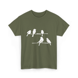 Birds On A Branch Birding T-Shirt - Military Green