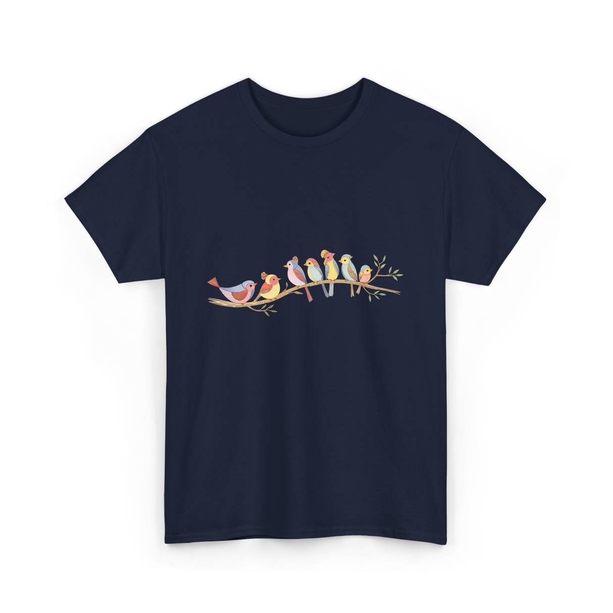 Birds On A Branch Birding T-Shirt - Navy