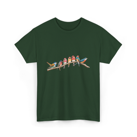 Birds On A Branch Birding T-Shirt - Forest Green