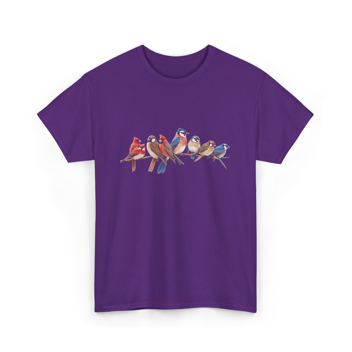 Birds on a Branch Ornithology T-Shirt - Purple