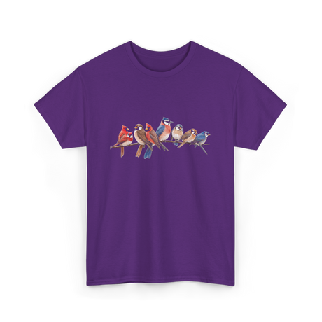 Birds on a Branch Ornithology T-Shirt - Purple