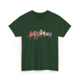 Birds on a Branch Ornithology T-Shirt - Forest Green