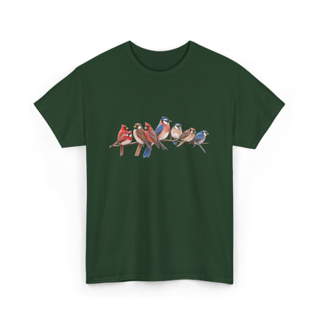 Birds on a Branch Ornithology T-Shirt - Forest Green