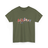 Birds on a Branch Ornithology T-Shirt - Military Green