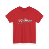 Birds on a Branch Ornithology T-Shirt - Red