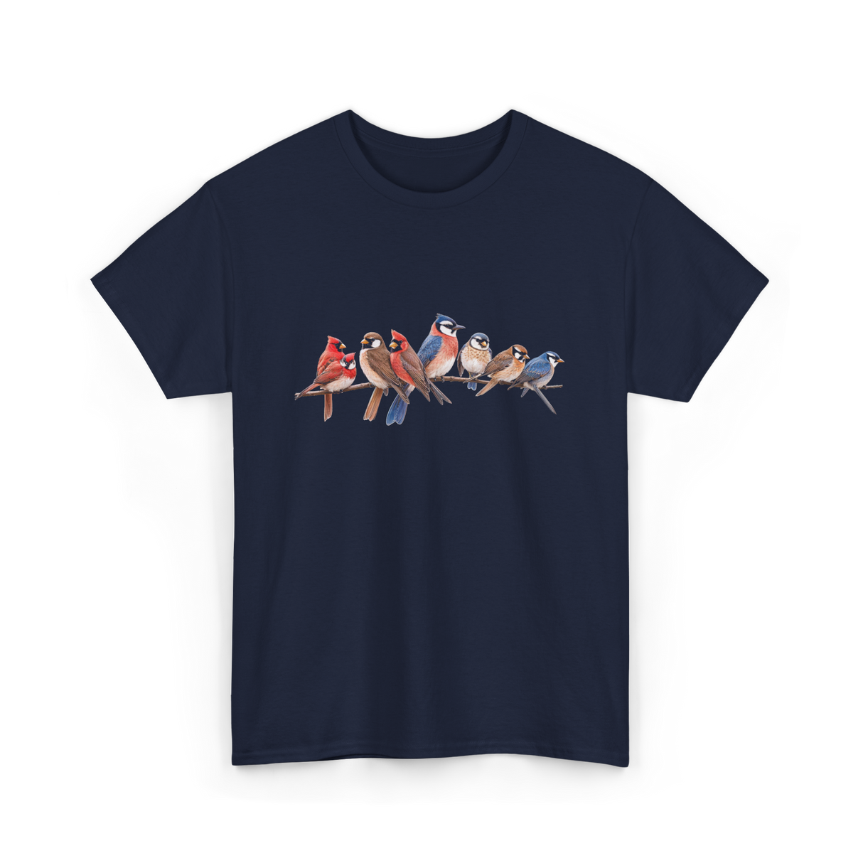 Birds on a Branch Ornithology T-Shirt - Navy