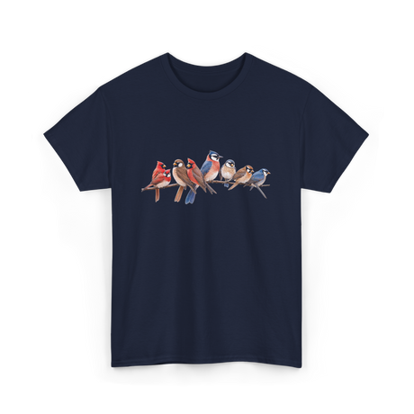 Birds on a Branch Ornithology T-Shirt - Navy