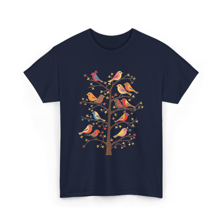 Birds On A Tree Branch Birding T-Shirt - Navy