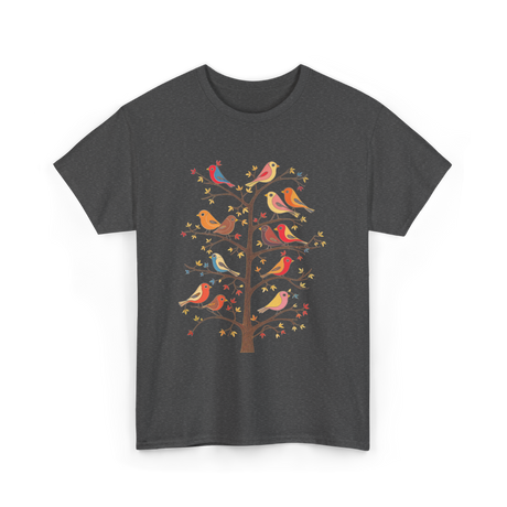 Birds On A Tree Branch Birding T-Shirt - Dark Heather