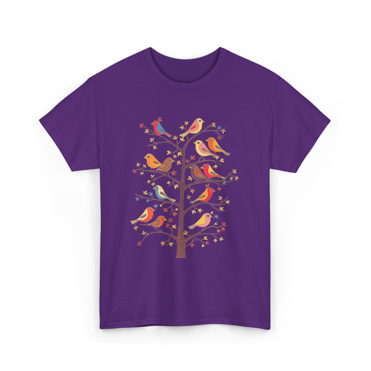 Birds On A Tree Branch Birding T-Shirt - Purple