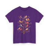 Birds On A Tree Branch Birding T-Shirt - Purple