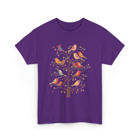 Birds On A Tree Branch Birding T-Shirt - Purple