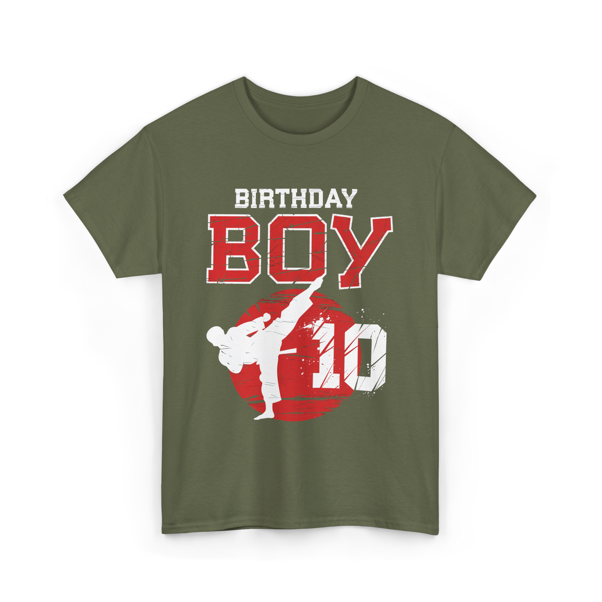 Birthday Boy 10 Martial Arts T-Shirt - Military Green