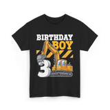 Birthday Boy 3 Excavator T-Shirt - Black