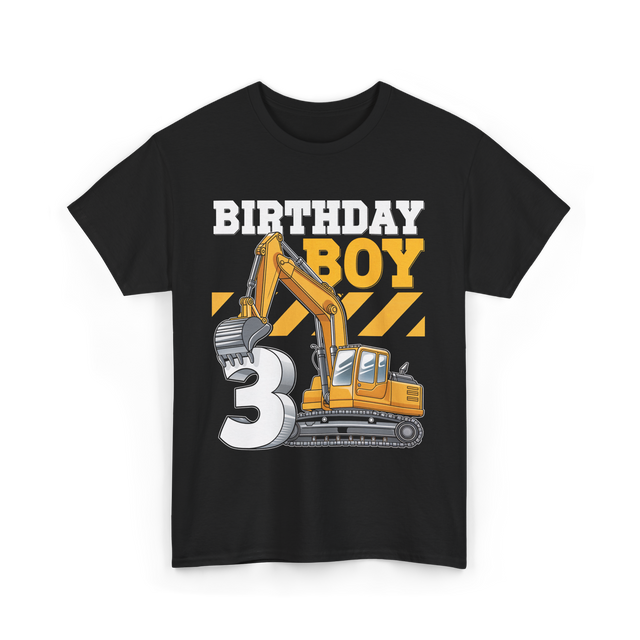 Birthday Boy 3 Excavator T-Shirt - Black