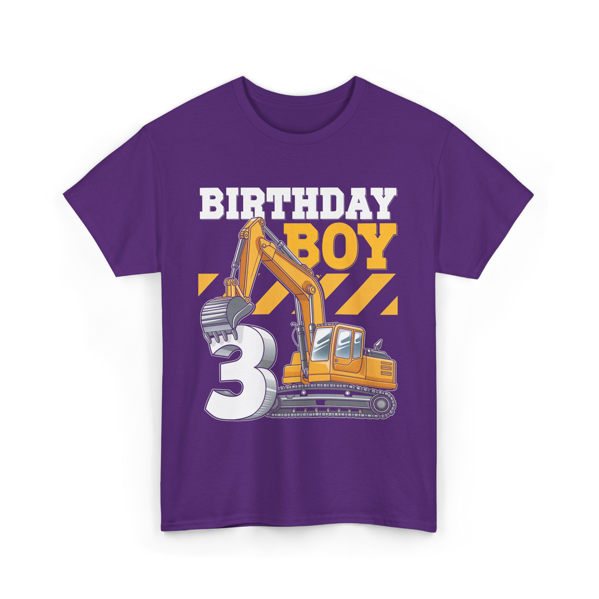 Birthday Boy 3 Excavator T-Shirt - Purple