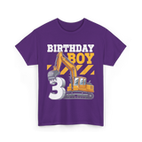 Birthday Boy 3 Excavator T-Shirt - Purple