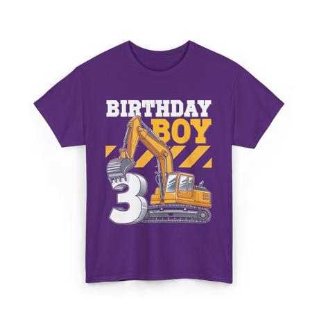 Birthday Boy 3 Excavator T-Shirt - Purple