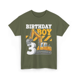 Birthday Boy 3 Excavator T-Shirt - Military Green