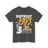 Birthday Boy 3 Excavator T-Shirt - Dark Heather