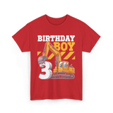 Birthday Boy 3 Excavator T-Shirt - Red