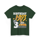 Birthday Boy 3 Excavator T-Shirt - Forest Green