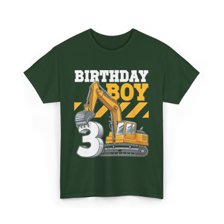 Birthday Boy 3 Excavator T-Shirt - Forest Green