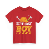 Birthday Boy Construction Birthday T-Shirt - Red