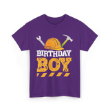 Birthday Boy Construction Birthday T-Shirt - Purple