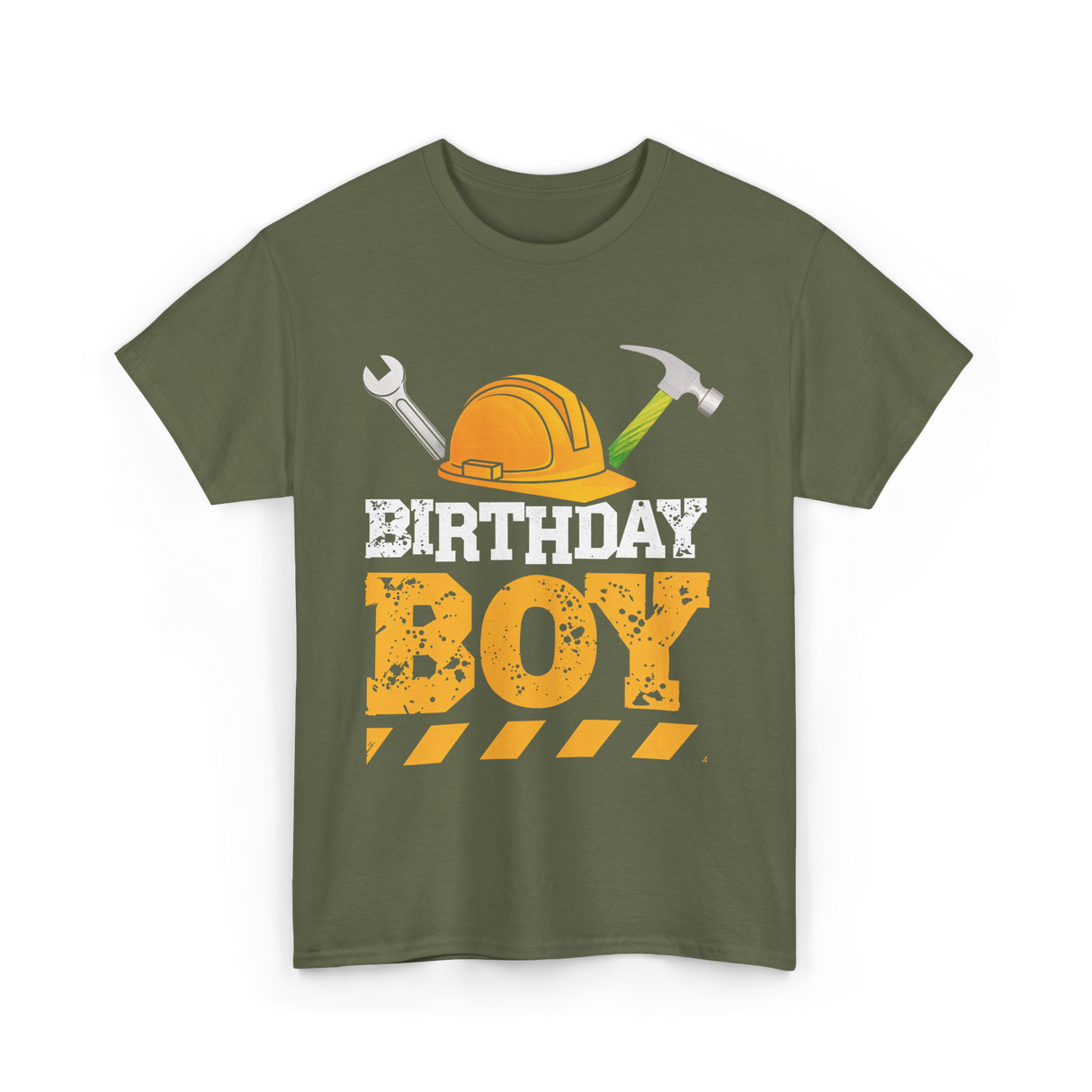 Birthday Boy Construction Birthday T-Shirt - Military Green