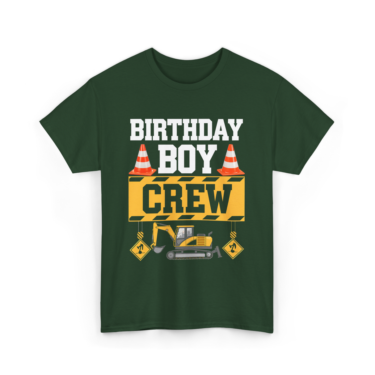 Birthday Boy Crew Construction T-Shirt - Forest Green