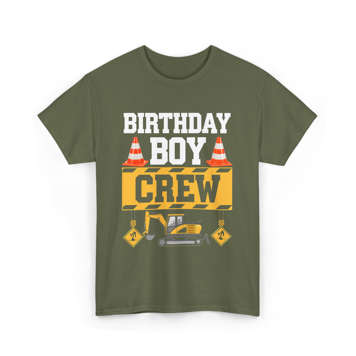 Birthday Boy Crew Construction T-Shirt - Military Green