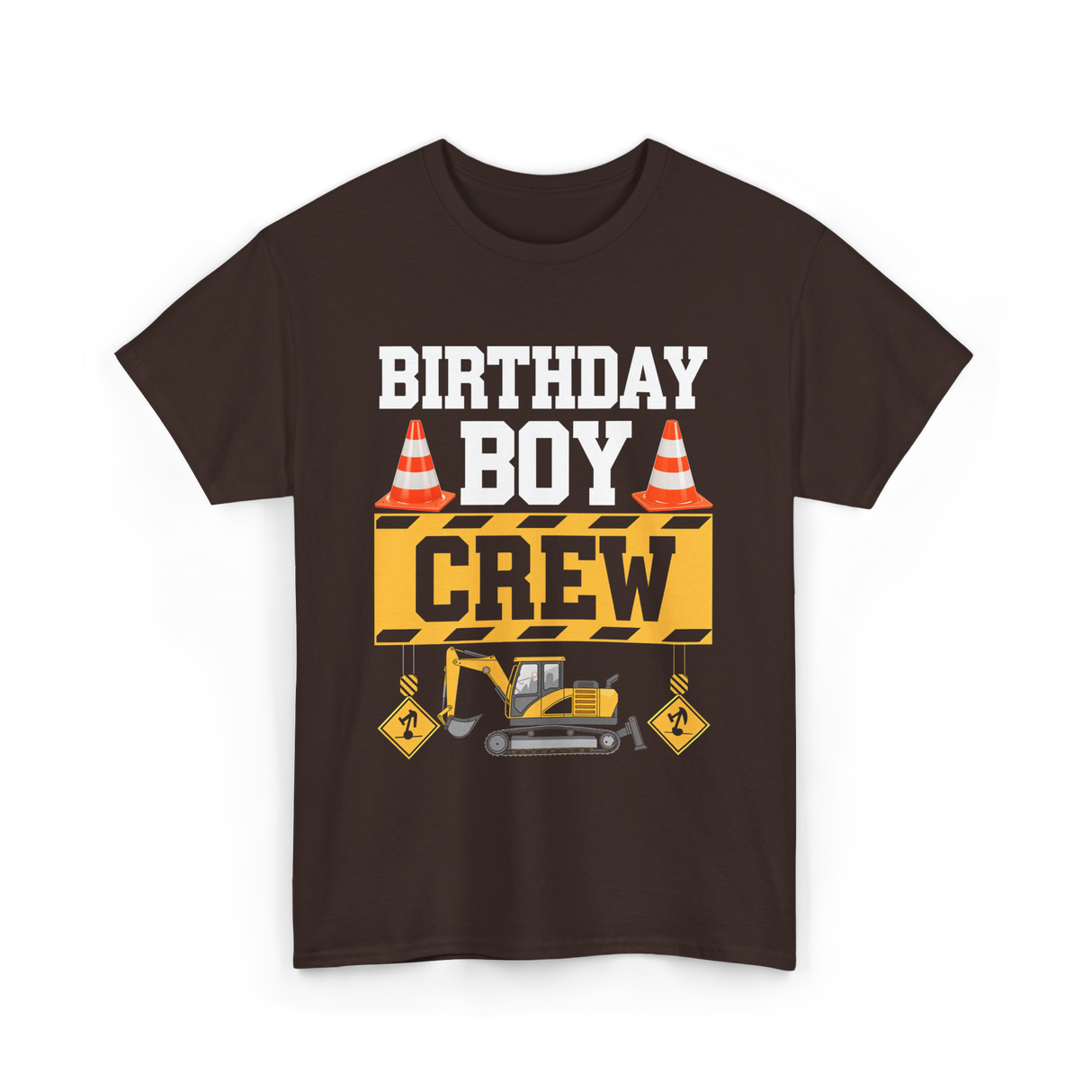 Birthday Boy Crew Construction T-Shirt - Dark Chocolate