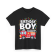 Birthday Boy Fire Truck Kid T-Shirt - Black