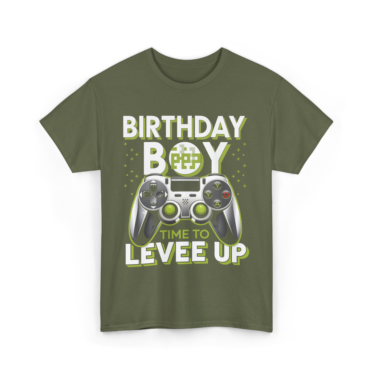 Birthday Boy Level Up Gamer T-Shirt - Military Green