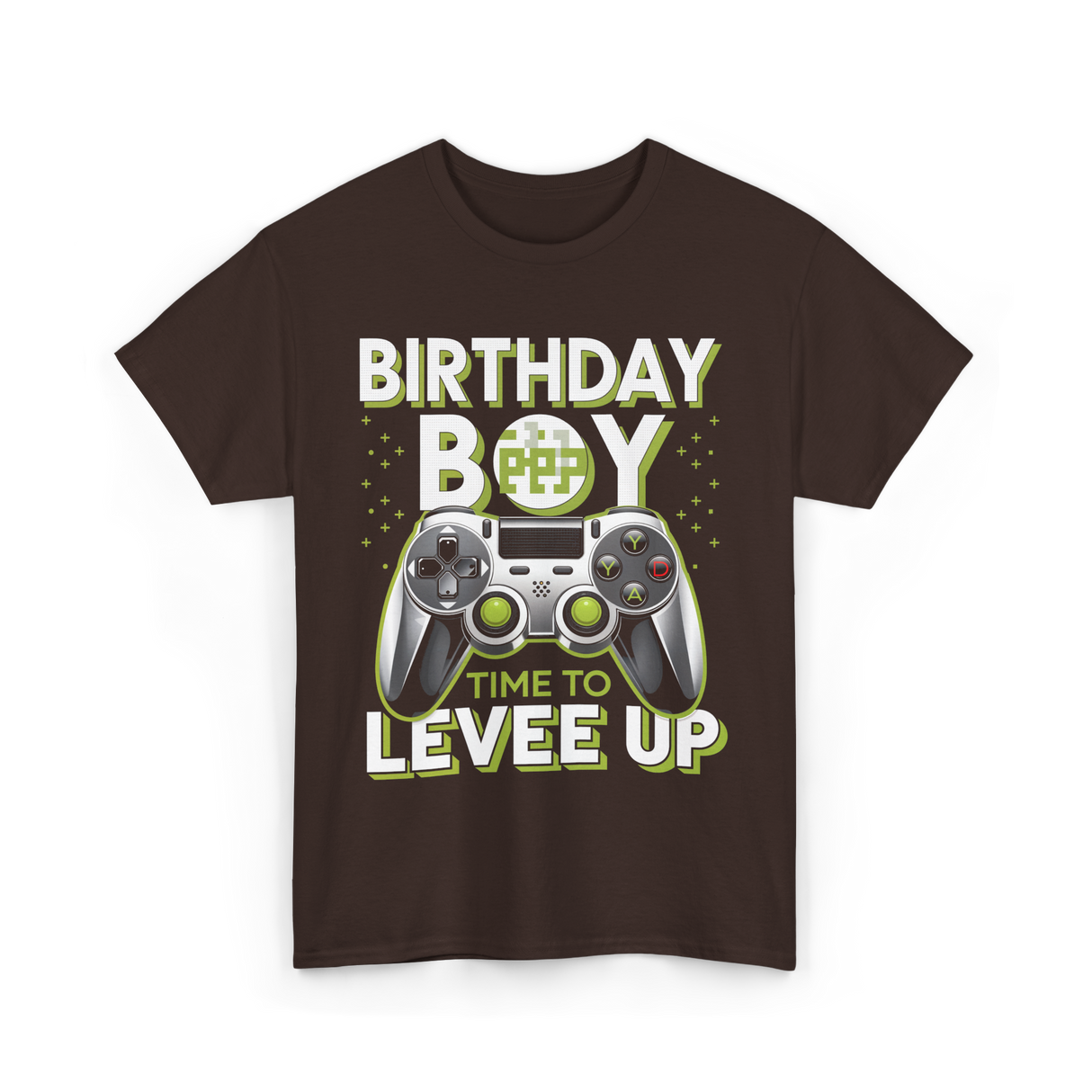 Birthday Boy Level Up Gamer T-Shirt - Dark Chocolate