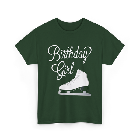 Birthday Girl Ice Skating T-Shirt - Forest Green