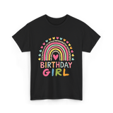 Birthday Girl Rainbow Celebration T-Shirt - Black