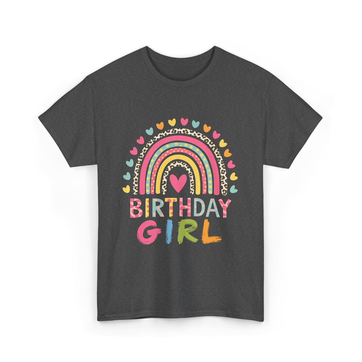 Birthday Girl Rainbow Celebration T-Shirt - Dark Heather