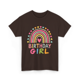 Birthday Girl Rainbow Celebration T-Shirt - Dark Chocolate