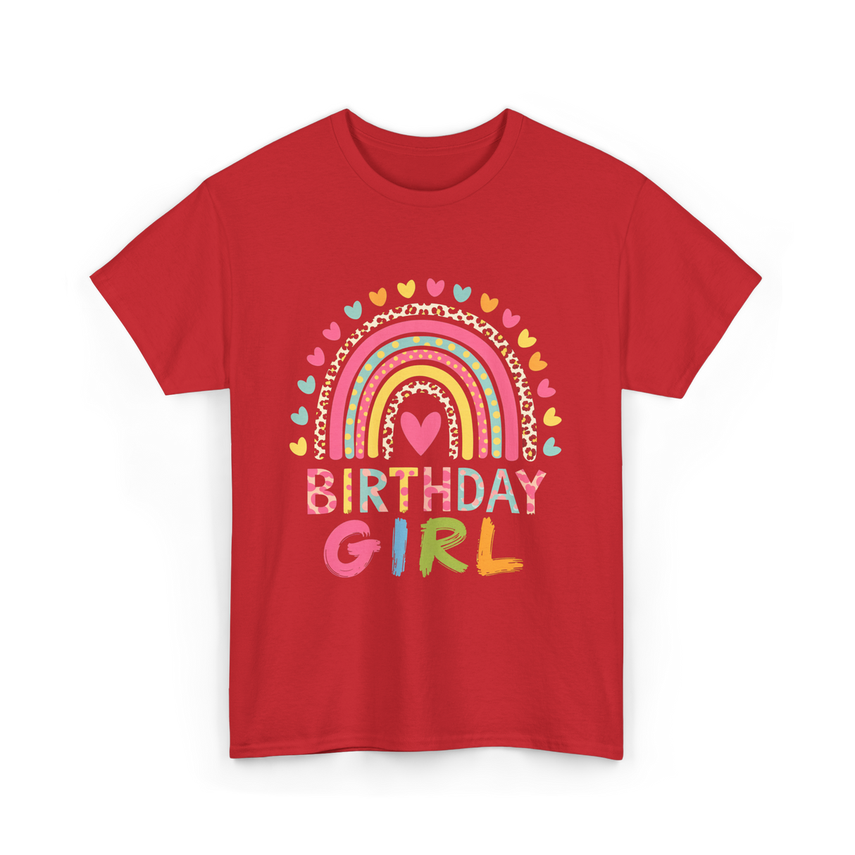 Birthday Girl Rainbow Celebration T-Shirt - Red