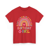 Birthday Girl Rainbow Celebration T-Shirt - Red