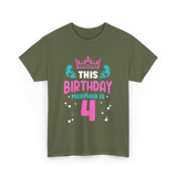 Birthday Mermaid Is 4 Mermaid T-Shirt - Military Green