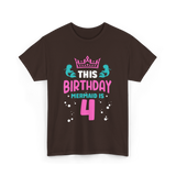 Birthday Mermaid Is 4 Mermaid T-Shirt - Dark Chocolate