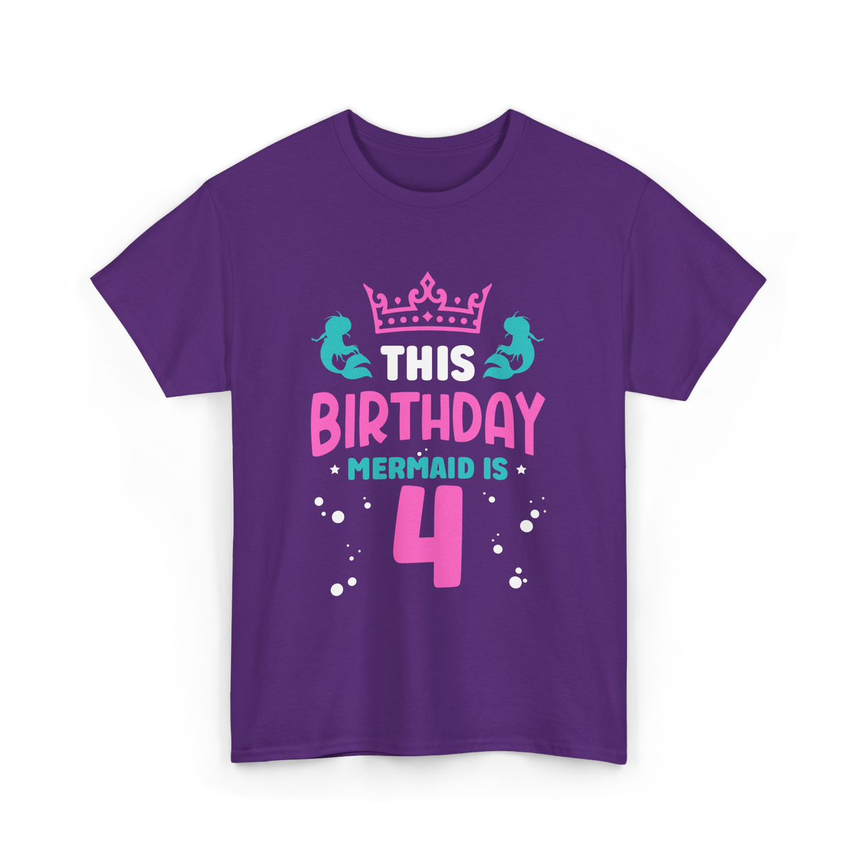 Birthday Mermaid Is 4 Mermaid T-Shirt - Purple