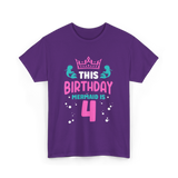 Birthday Mermaid Is 4 Mermaid T-Shirt - Purple