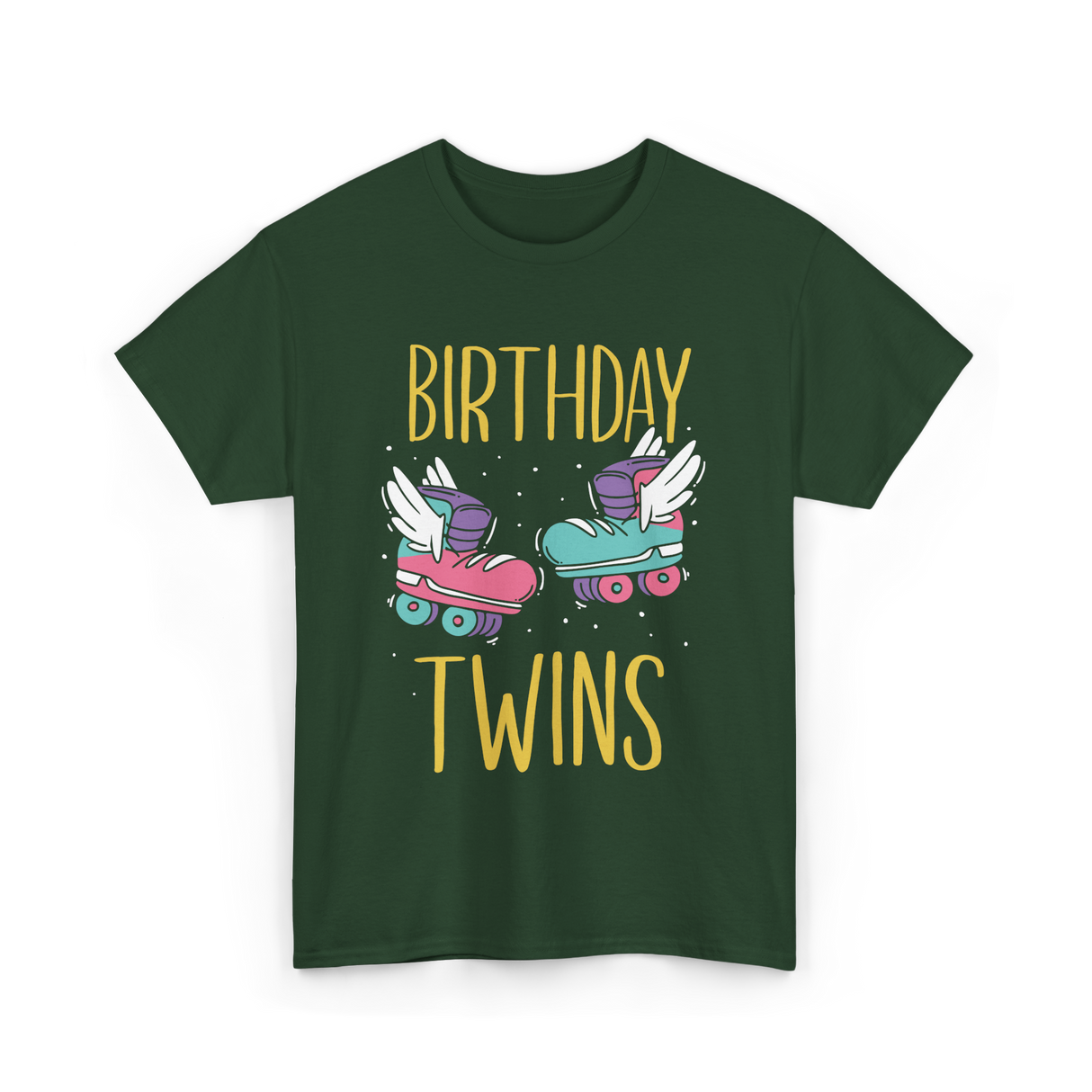 Birthday Twins Roller Skates T-Shirt - Forest Green