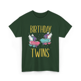 Birthday Twins Roller Skates T-Shirt - Forest Green