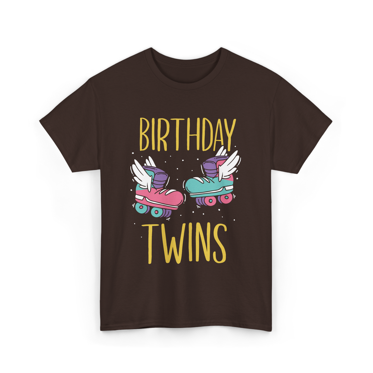 Birthday Twins Roller Skates T-Shirt - Dark Chocolate