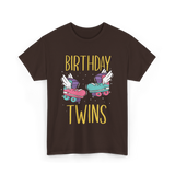 Birthday Twins Roller Skates T-Shirt - Dark Chocolate